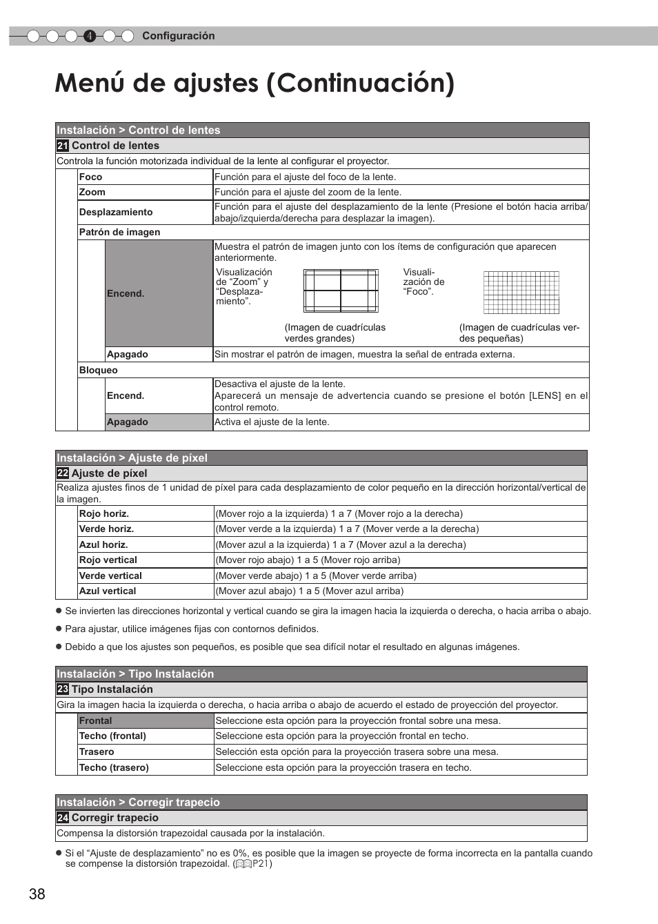 Menú de ajustes (continuación) | JVC DLA-RS15 User Manual | Page 158 / 181