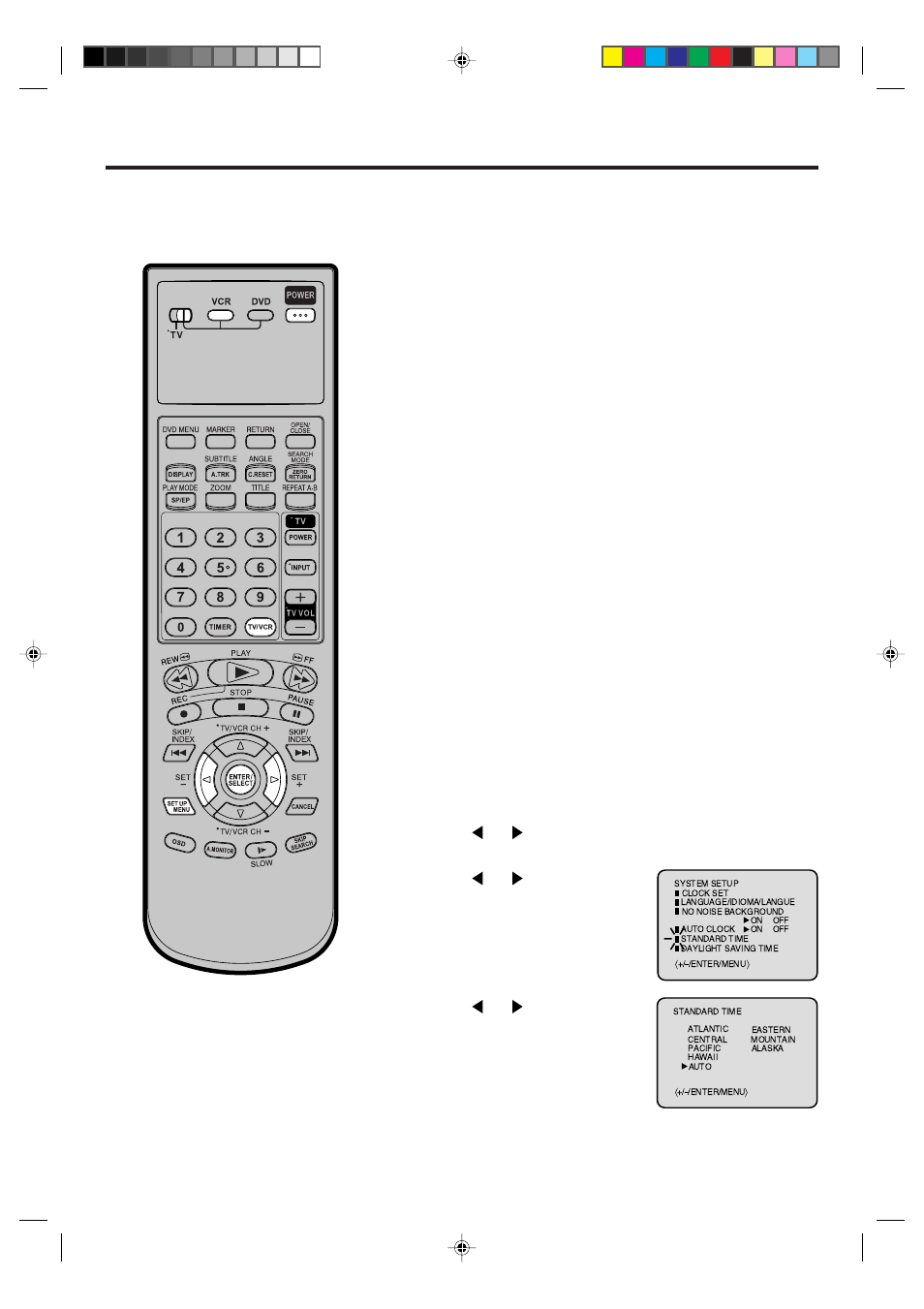 21 auto clock setting, Auto clock setting wait 30 minutes, Time zone setting (standard time) | JVC HR-XVC21UJ User Manual | Page 21 / 64