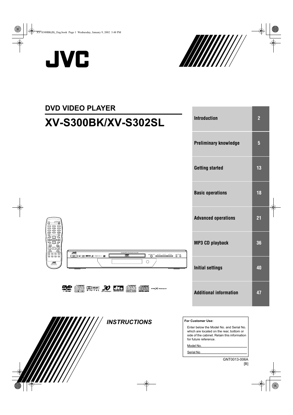 JVC XV-S300BK User Manual | 54 pages