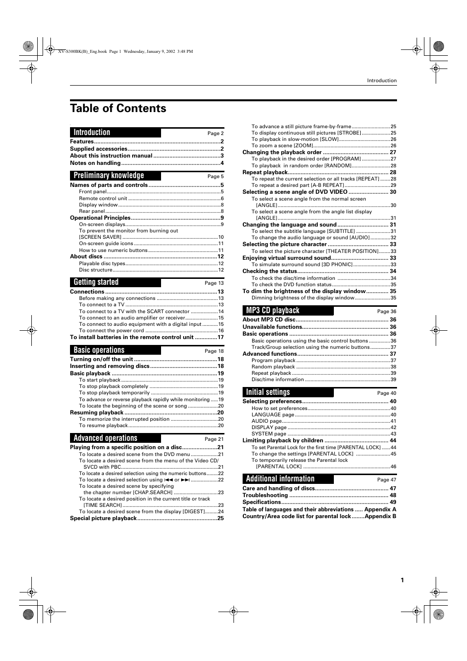 JVC XV-S300BK User Manual | Page 3 / 54