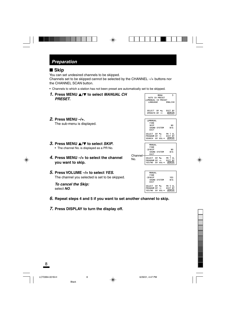 Preparation ■ skip | JVC AV-14ATG2 User Manual | Page 8 / 19