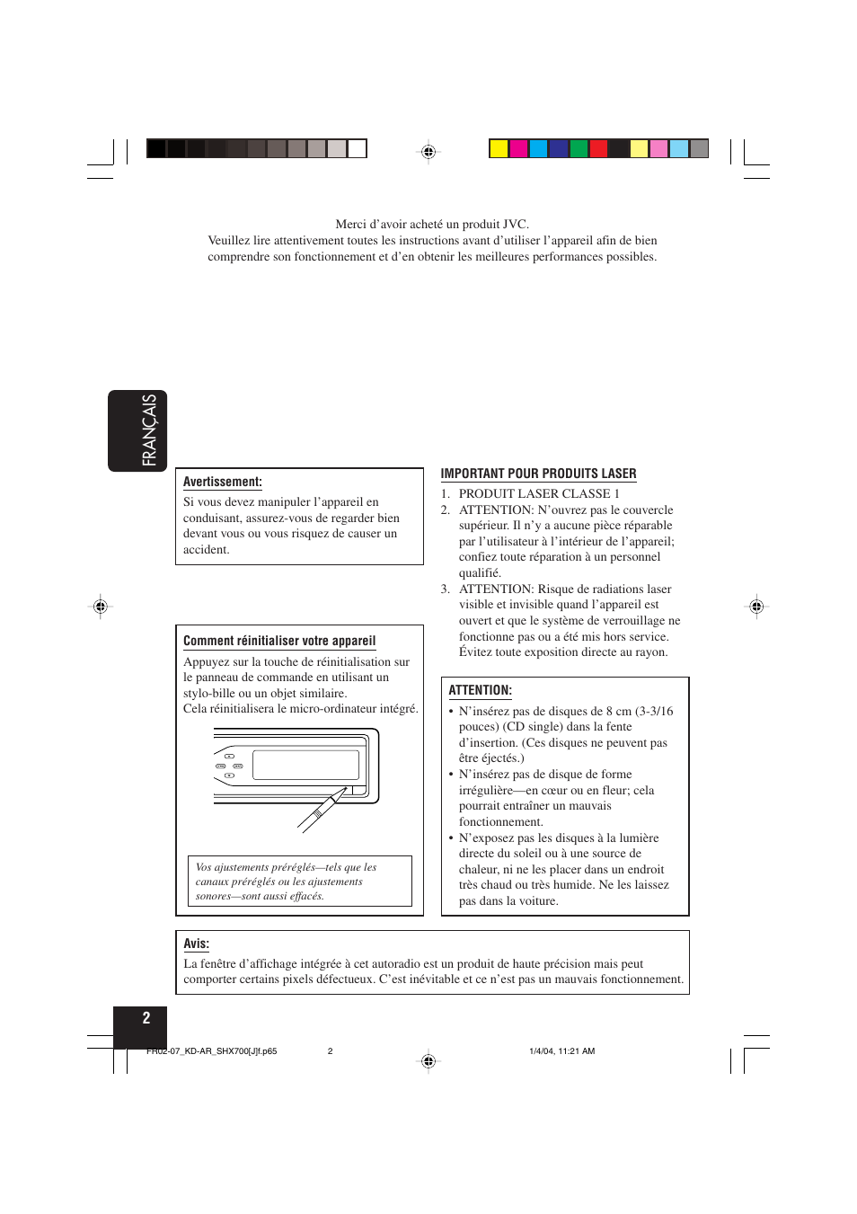 Français | JVC KD-AR7000 User Manual | Page 102 / 153