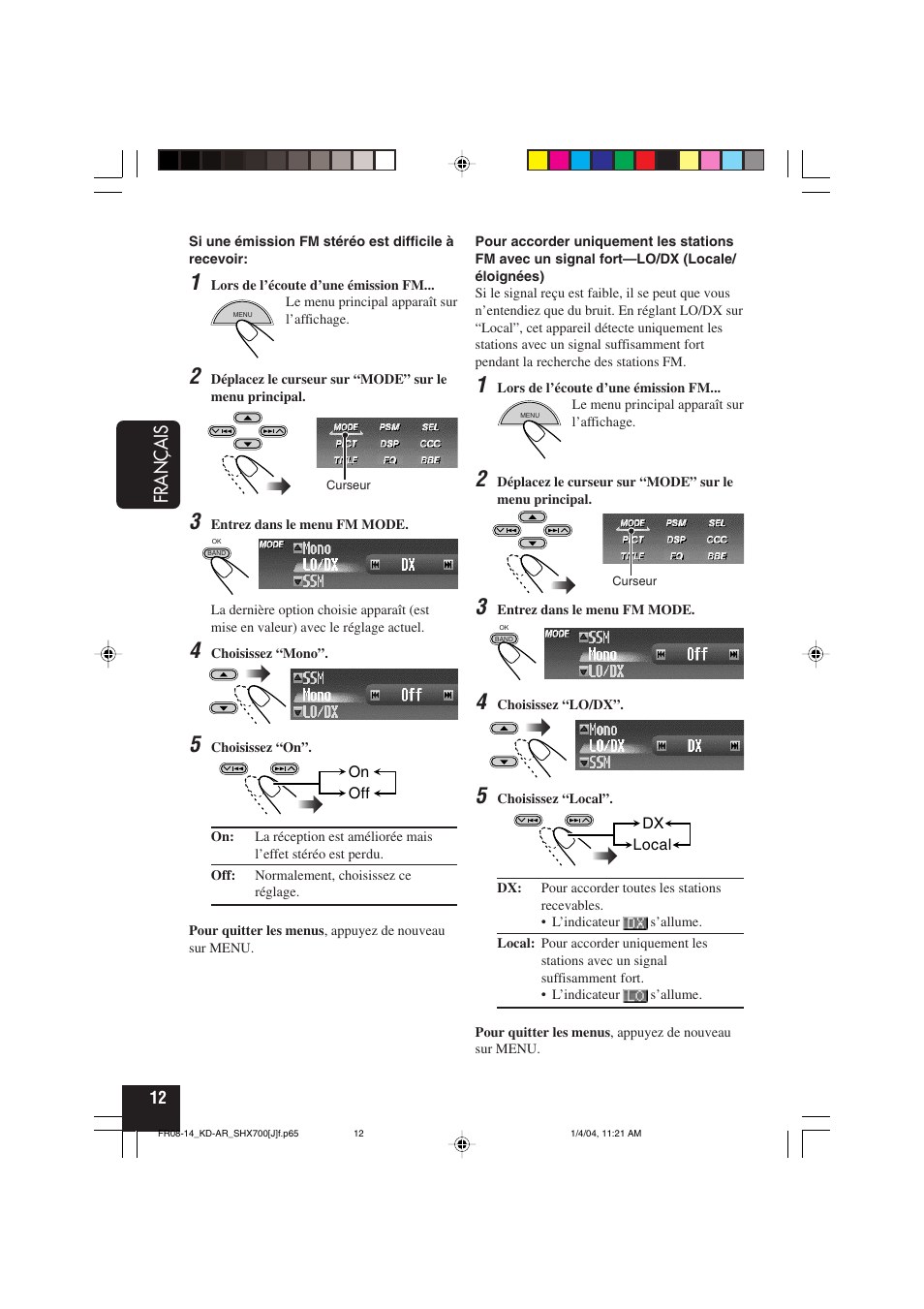 Fran ç ais | JVC KD-AR7000 User Manual | Page 112 / 153