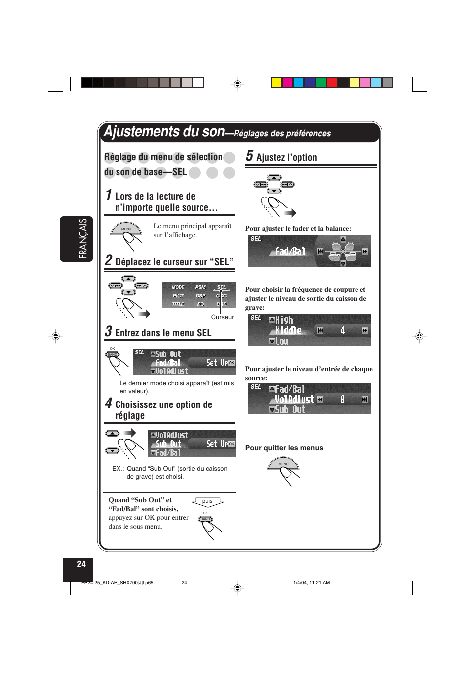 Ajustements du son | JVC KD-AR7000 User Manual | Page 124 / 153