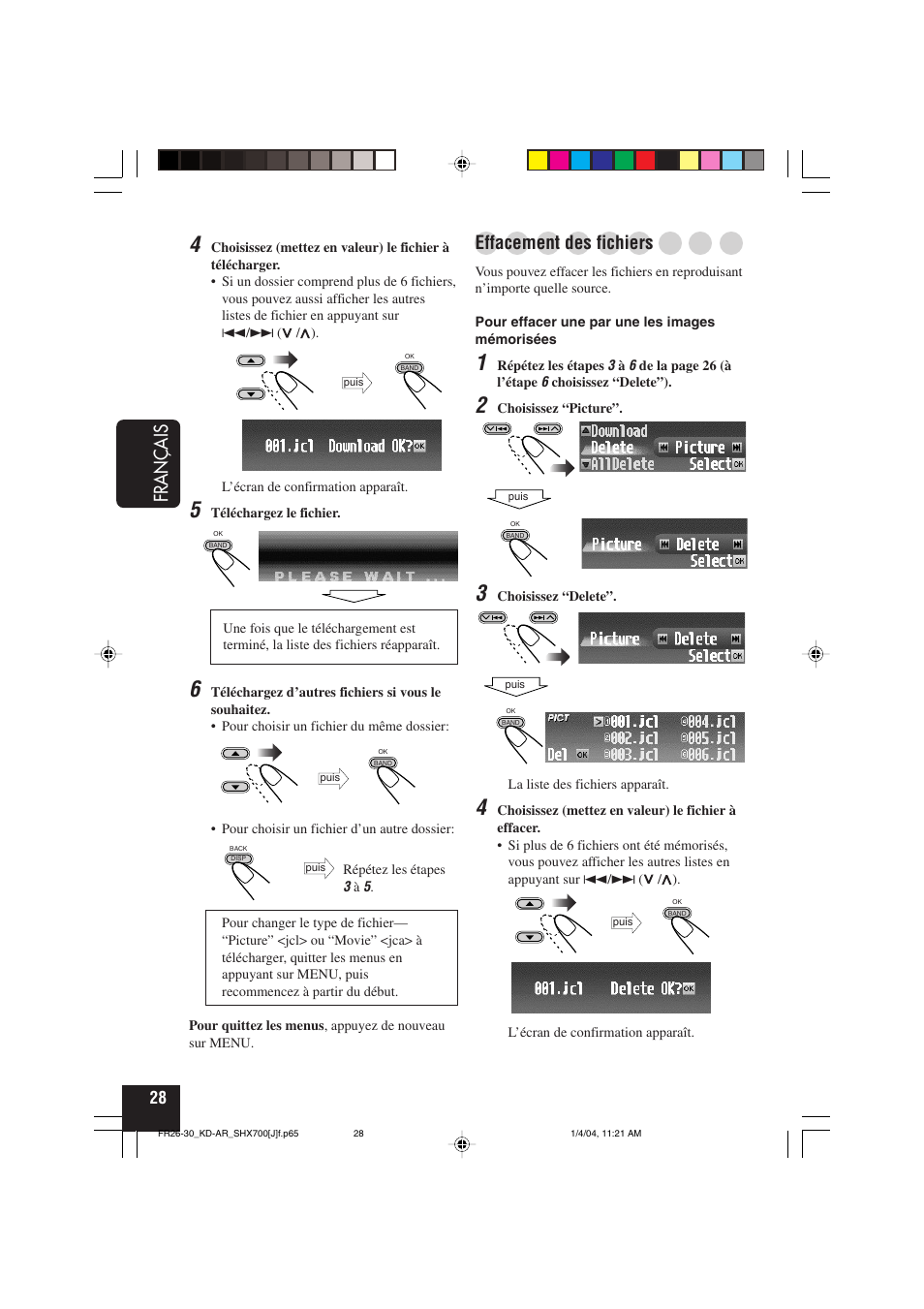 Fran ç ais, Effacement des fichiers | JVC KD-AR7000 User Manual | Page 128 / 153