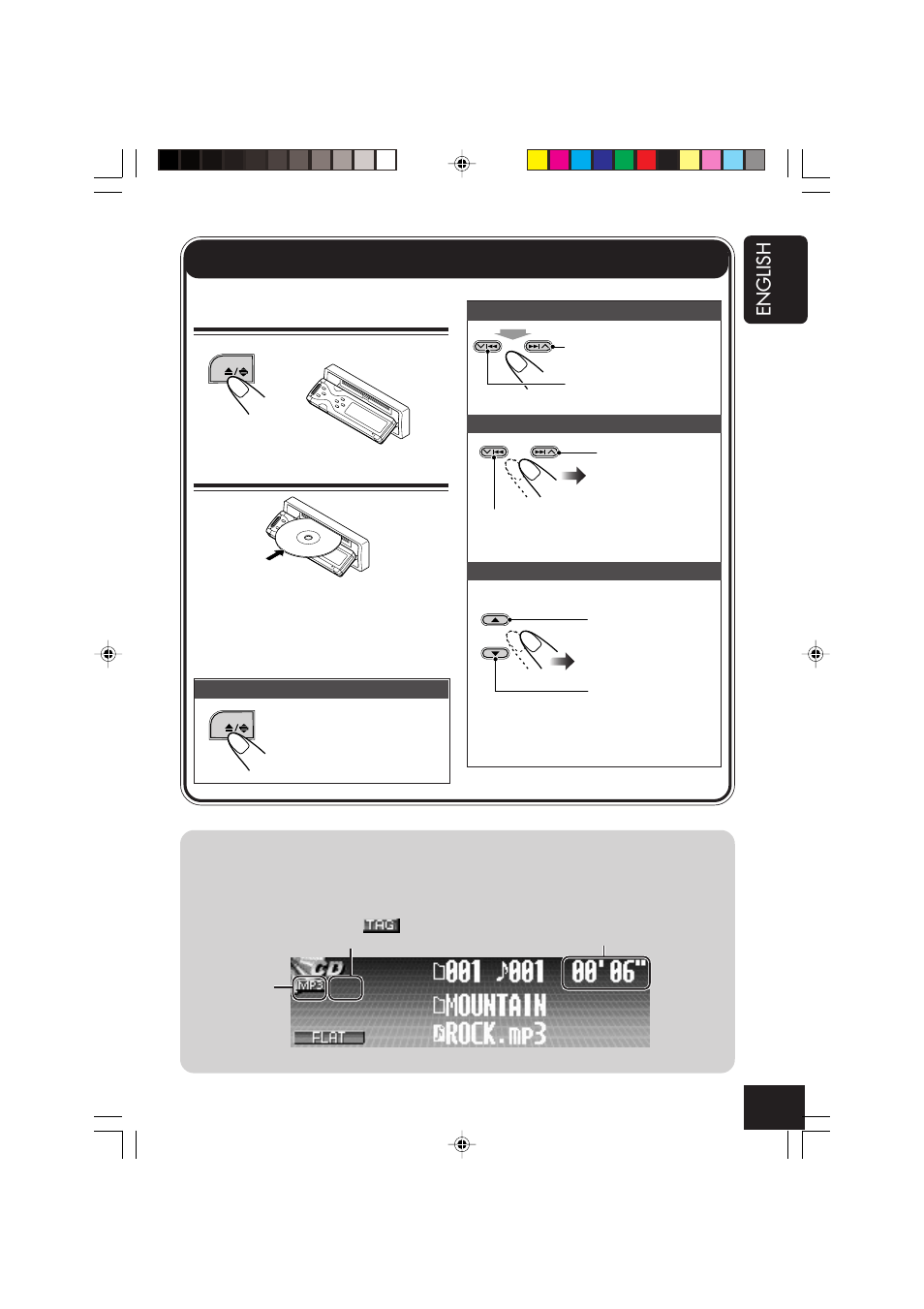 Basic disc operations, English, Open the control panel | Insert a disc | JVC KD-AR7000 User Manual | Page 15 / 153