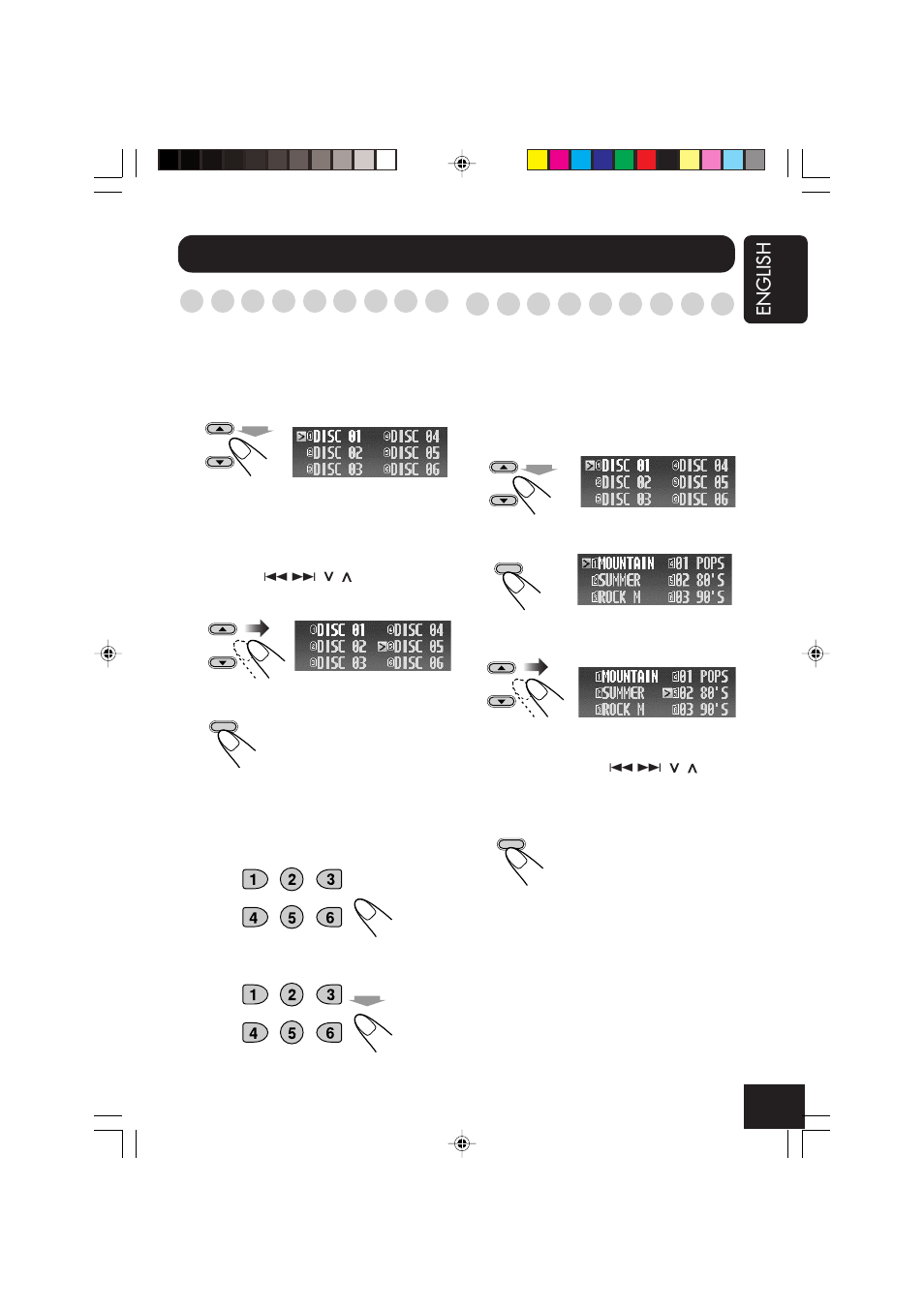 Advanced cd changer operations, English, Locating a disc | Locating a folder/track | JVC KD-AR7000 User Manual | Page 39 / 153