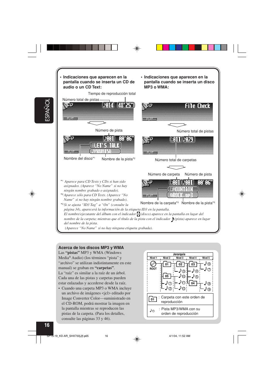 Esp añol | JVC KD-AR7000 User Manual | Page 66 / 153