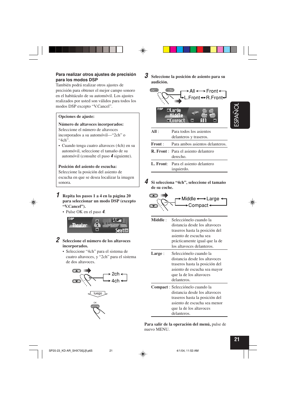 Esp añol | JVC KD-AR7000 User Manual | Page 71 / 153
