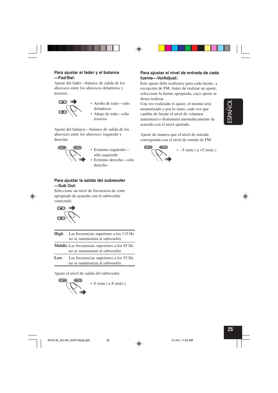 Esp añol | JVC KD-AR7000 User Manual | Page 75 / 153