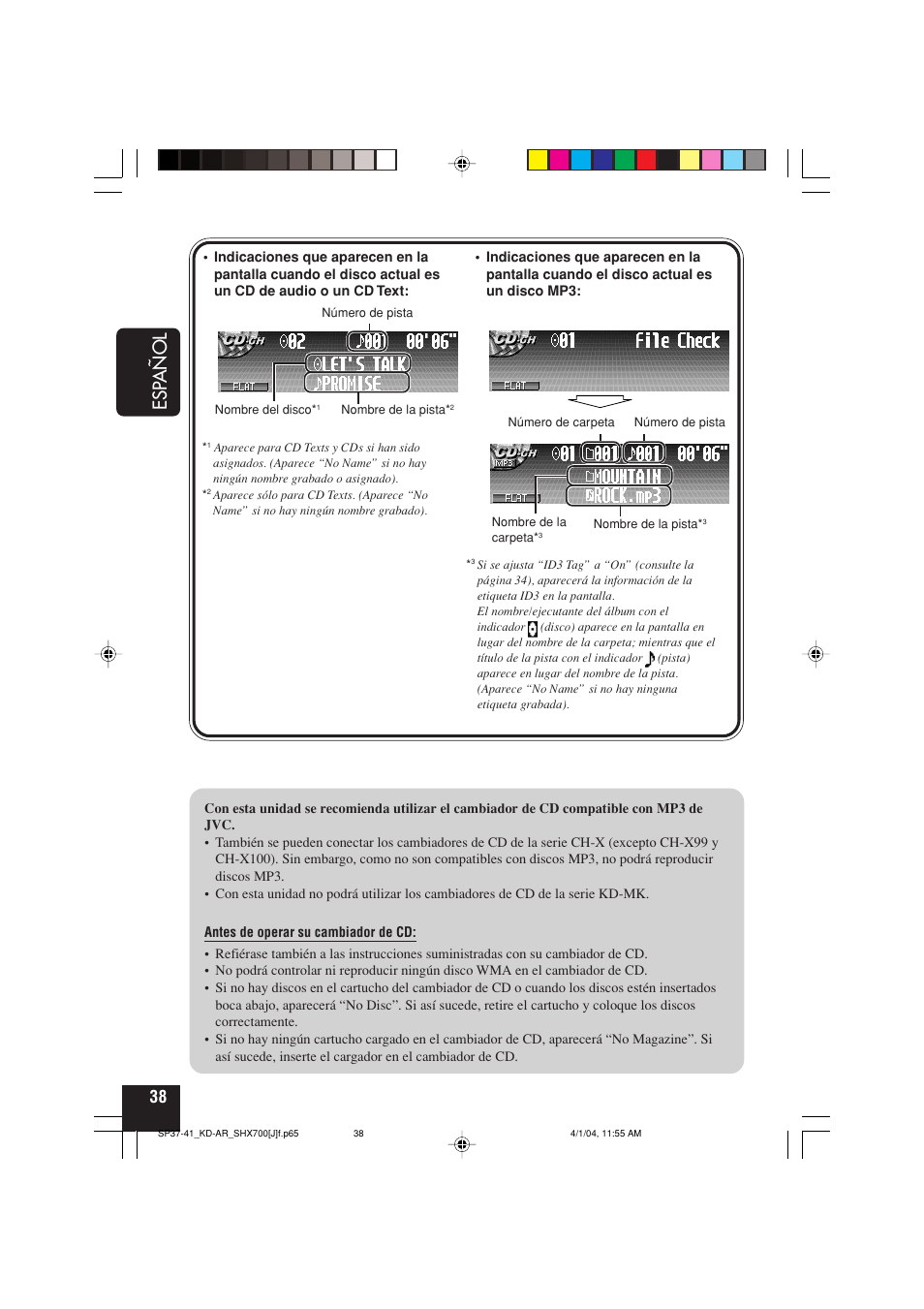 Esp añol | JVC KD-AR7000 User Manual | Page 88 / 153