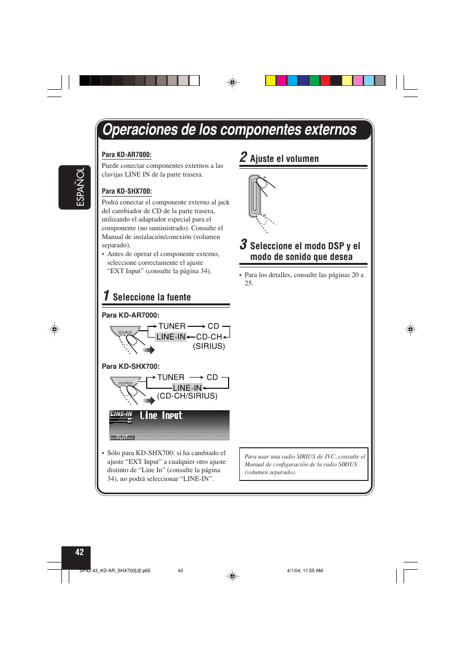 Operaciones de los componentes externos | JVC KD-AR7000 User Manual | Page 92 / 153