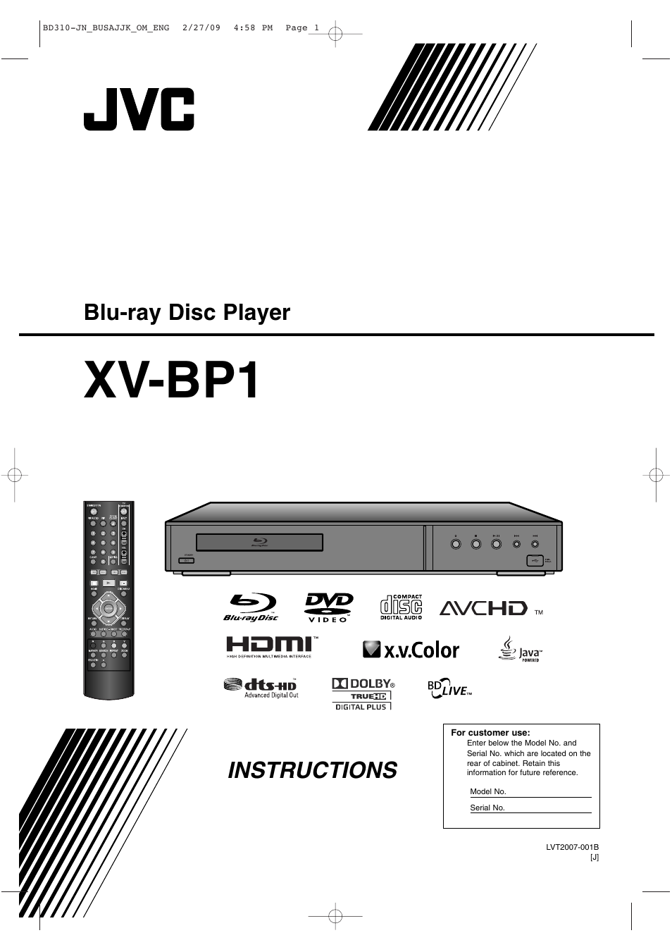 JVC XV-BP1  EN User Manual | 40 pages