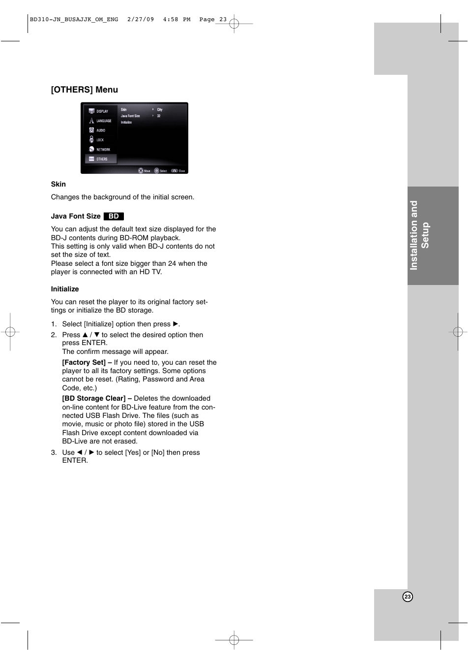 Installation and setup | JVC XV-BP1  EN User Manual | Page 23 / 40