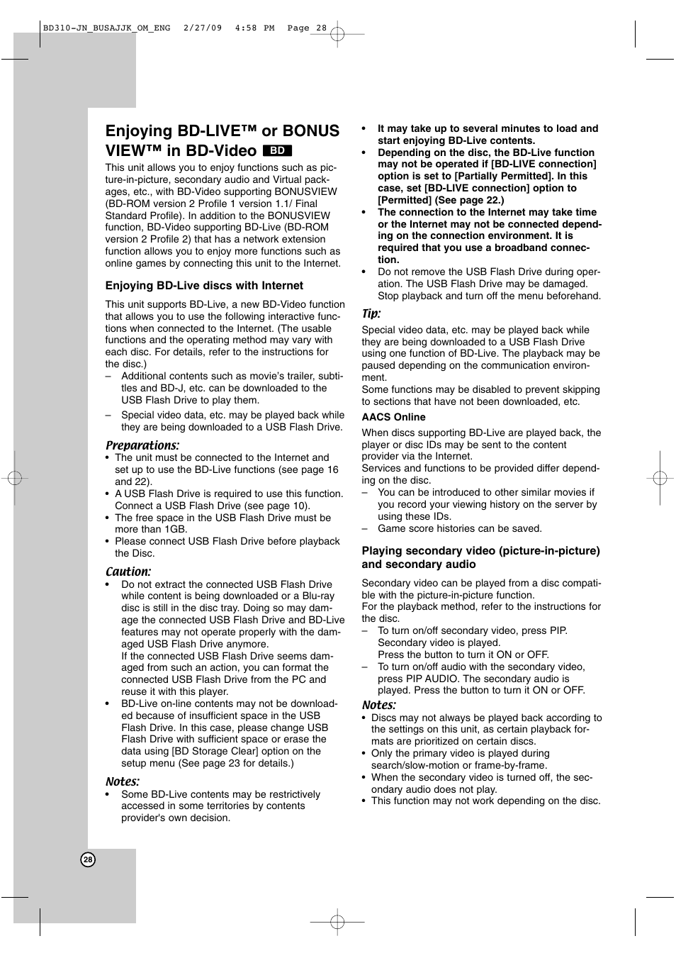 Enjoying bd-live™ or bonus view™ in bd-video | JVC XV-BP1  EN User Manual | Page 28 / 40