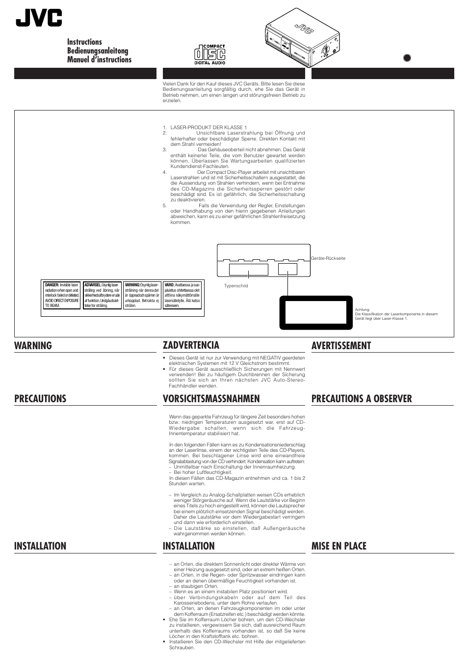 JVC CH-X200 User Manual | 6 pages