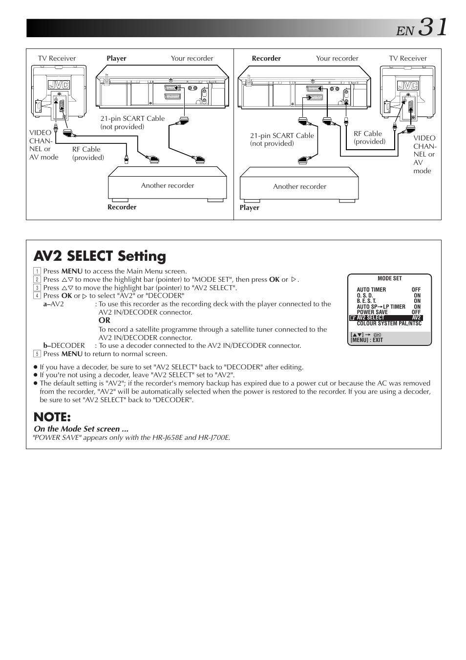 Av2 select setting | JVC HR-J658E User Manual | Page 31 / 56