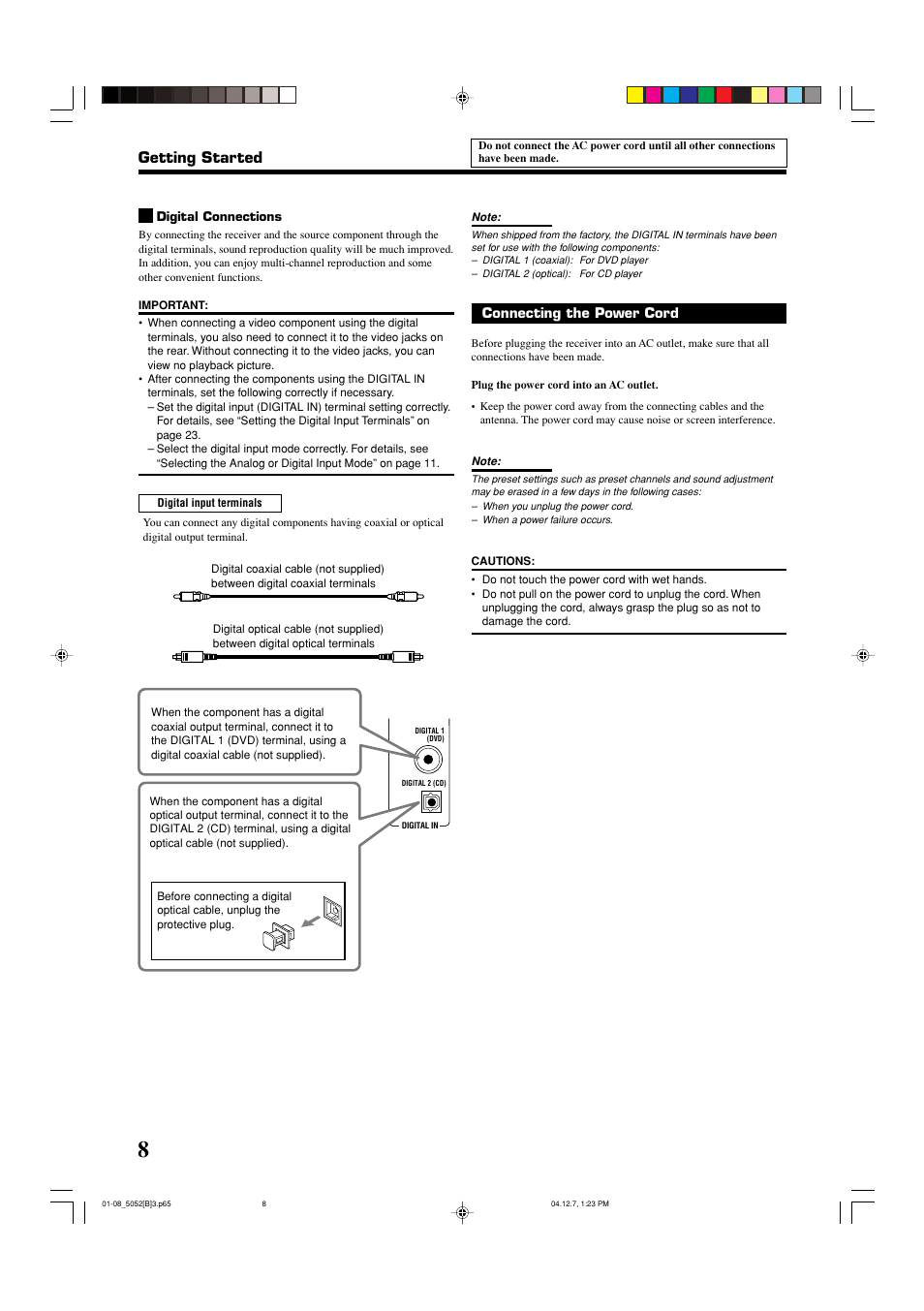 Getting started | JVC RX-5052S User Manual | Page 12 / 39