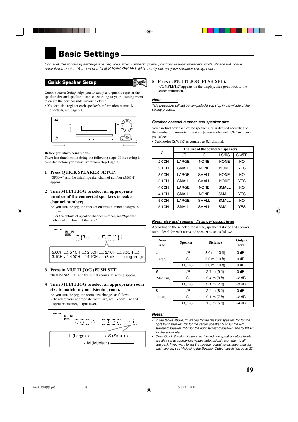 Basic settings | JVC RX-5052S User Manual | Page 23 / 39