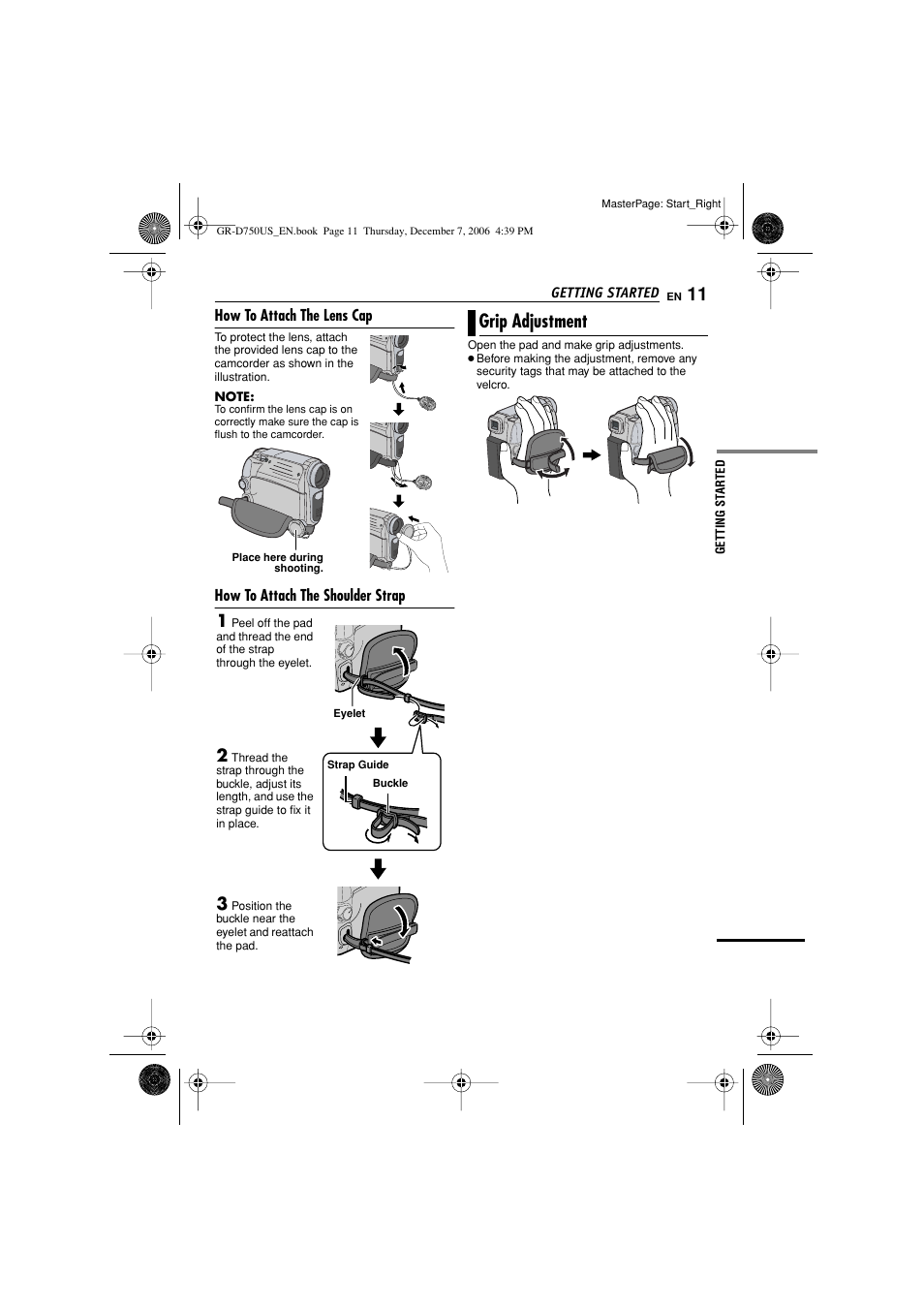 Grip adjustment | JVC GR-D750US User Manual | Page 11 / 40