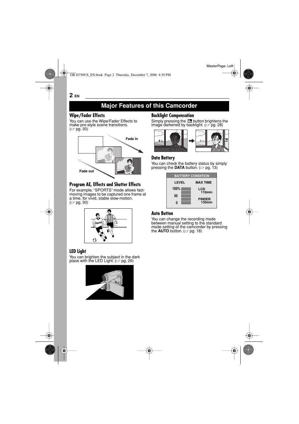 Major features of this camcorder | JVC GR-D750US User Manual | Page 2 / 40