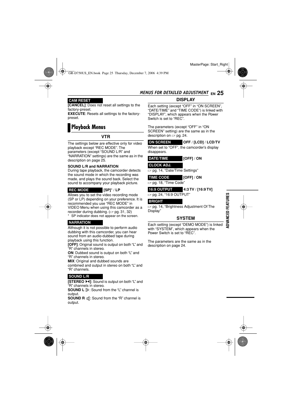 Playback menus | JVC GR-D750US User Manual | Page 25 / 40