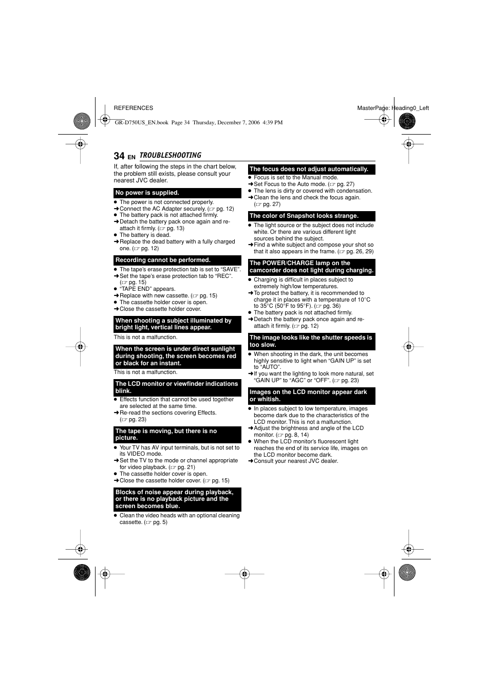 Troubleshooting | JVC GR-D750US User Manual | Page 34 / 40
