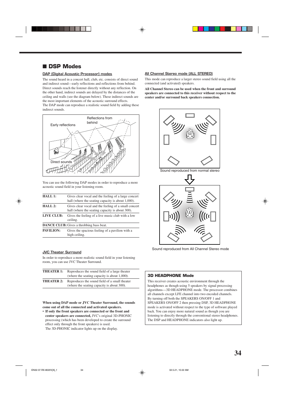 Dsp modes | JVC LVT0870-006A User Manual | Page 37 / 64