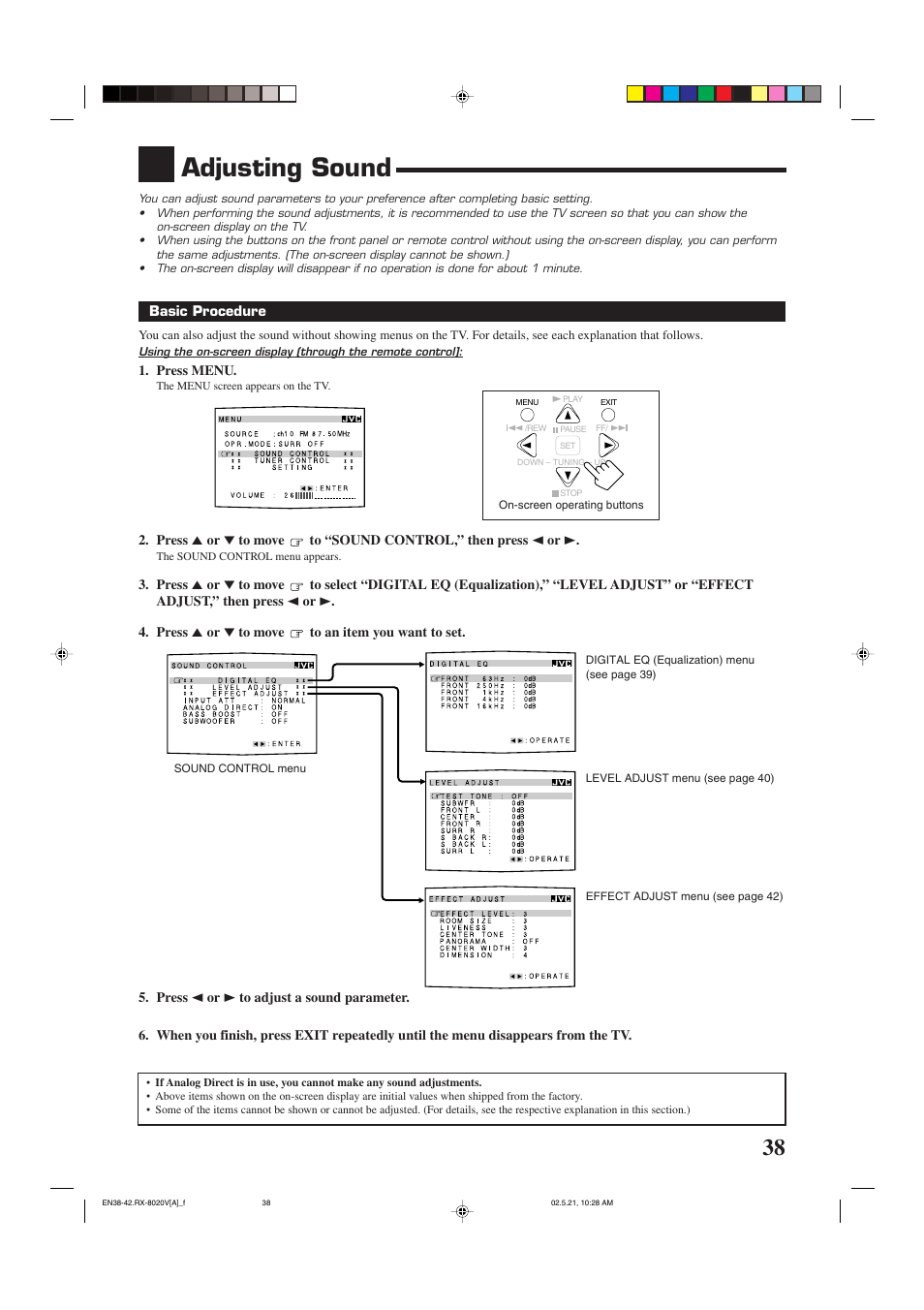 Adjustment sound, Adjusting sound | JVC LVT0870-006A User Manual | Page 41 / 64