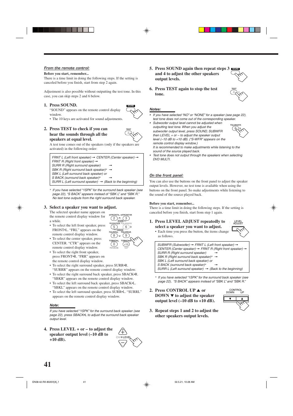 Press sound, Select a speaker you want to adjust | JVC LVT0870-006A User Manual | Page 44 / 64