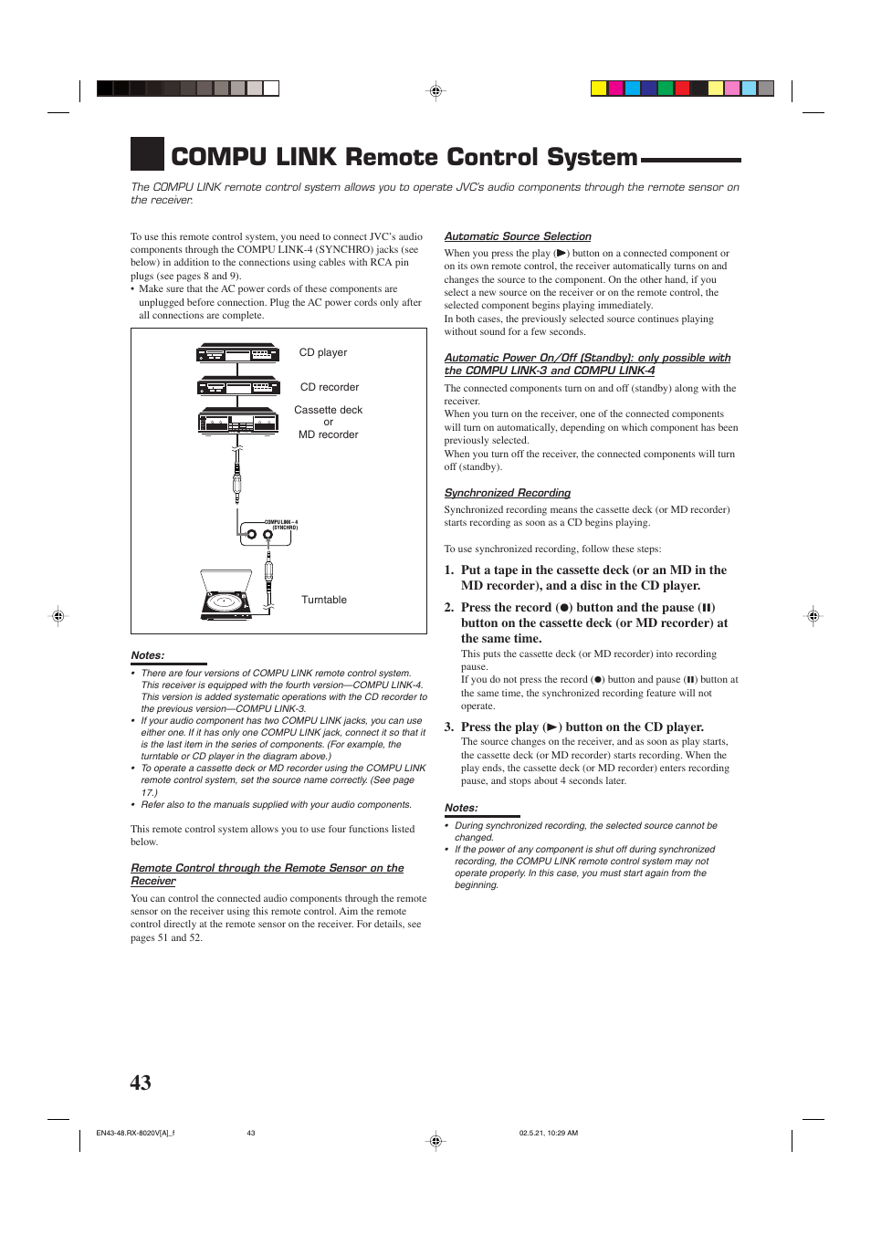 Compu link remote control system | JVC LVT0870-006A User Manual | Page 46 / 64