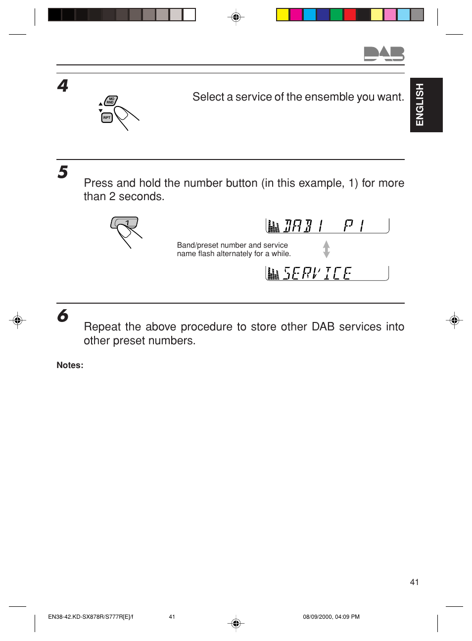 Select a service of the ensemble you want | JVC CD Receiver KD-S8R User Manual | Page 41 / 45