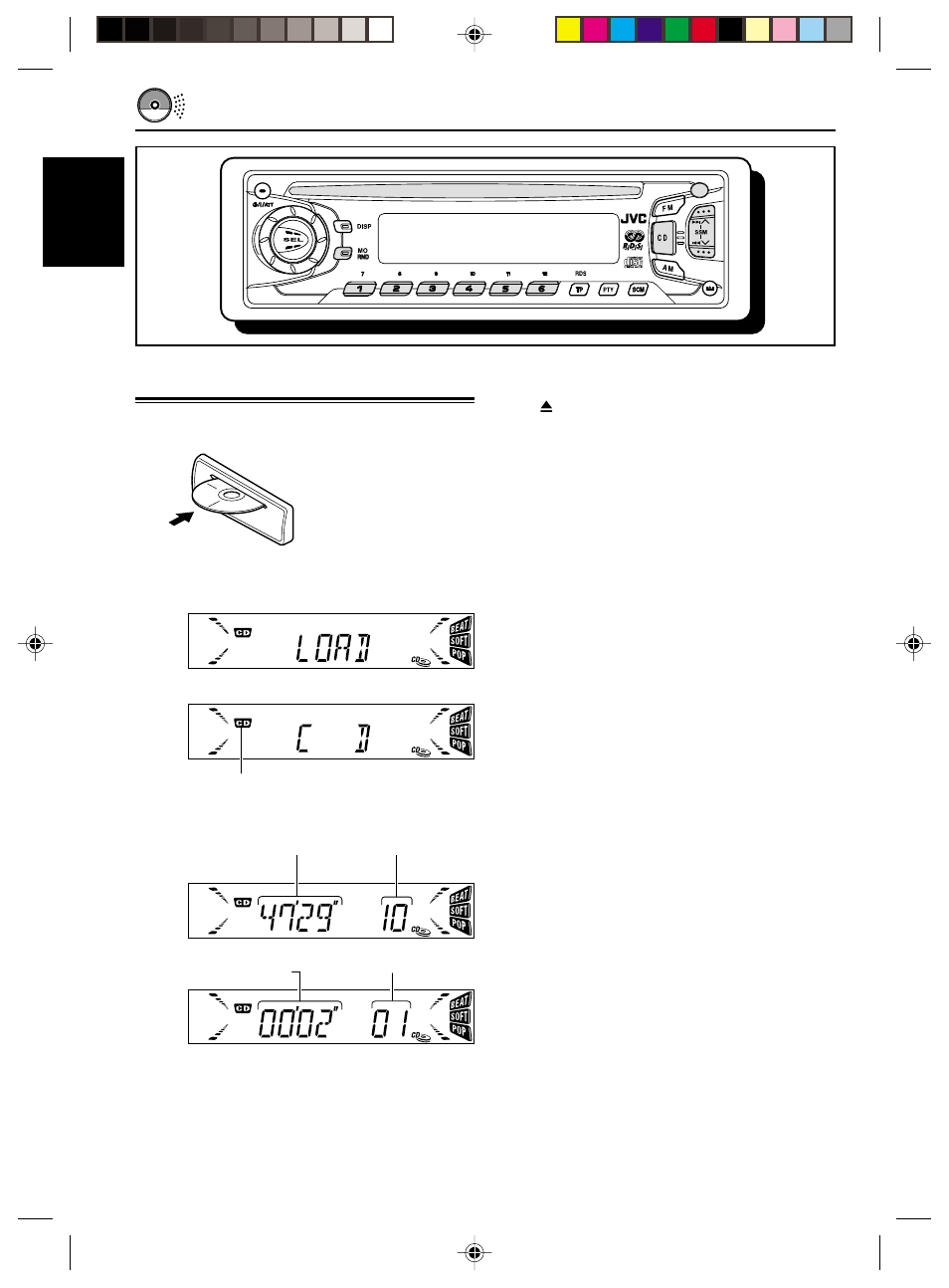 Cd operations, Playing a cd 1 | JVC KD-S711R User Manual | Page 14 / 32