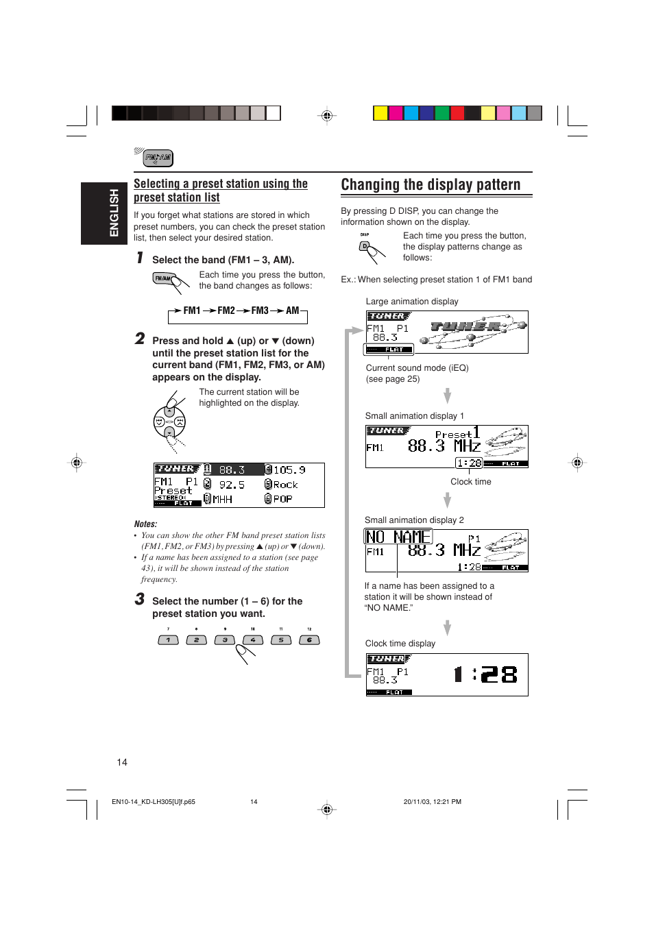 Changing the display pattern | JVC KD-LH305 User Manual | Page 14 / 62