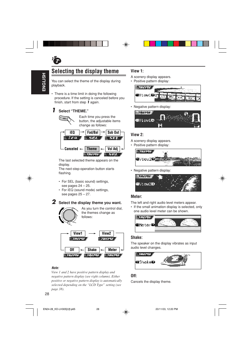 Selecting the display theme | JVC KD-LH305 User Manual | Page 28 / 62