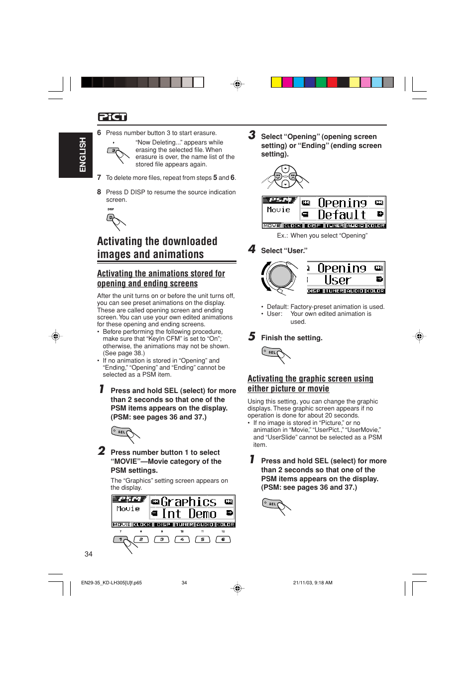 Activating the downloaded images and animations | JVC KD-LH305 User Manual | Page 34 / 62