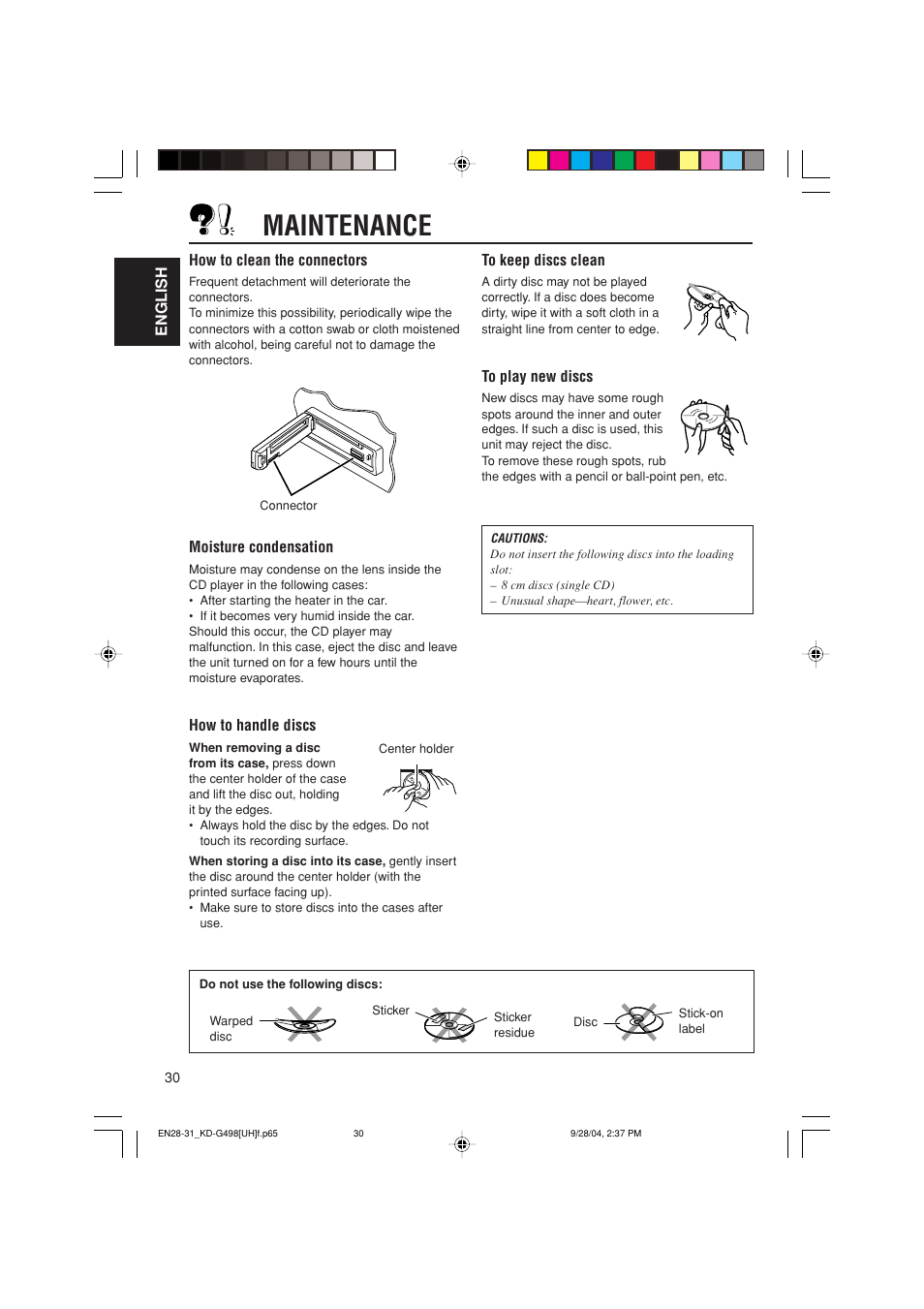 Maintenance | JVC KD-G498 User Manual | Page 30 / 34