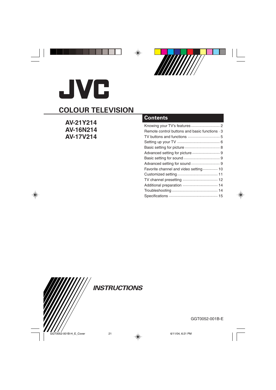 JVC AV-16N214 User Manual | Page 2 / 40