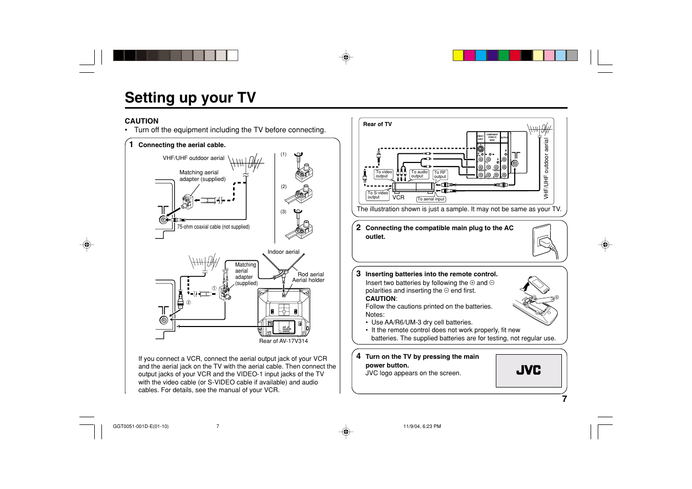 Setting up your tv | JVC AV-16N214 User Manual | Page 23 / 40
