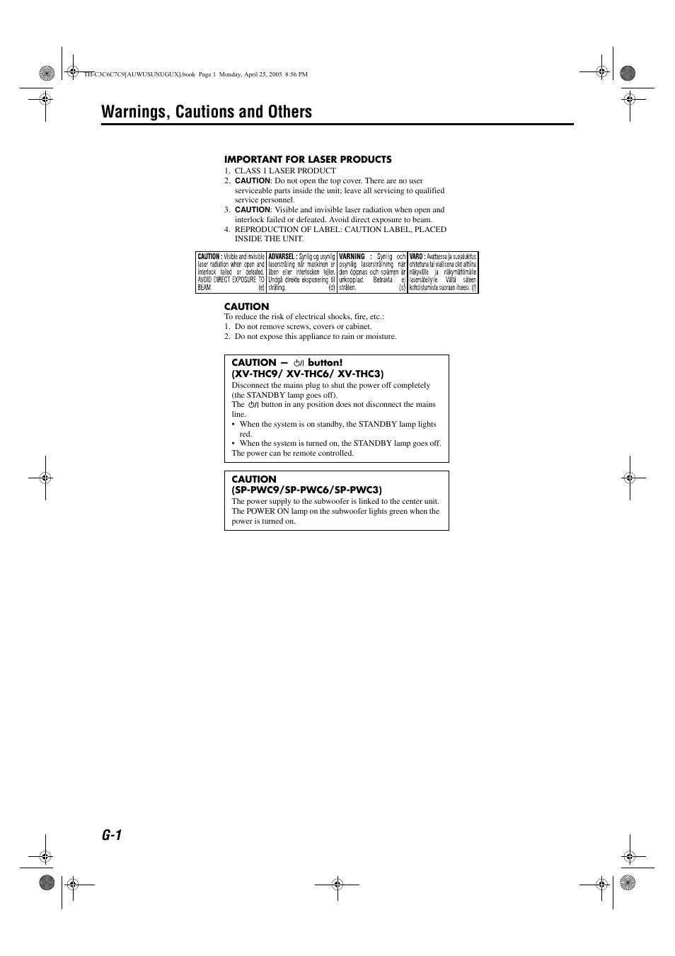 Warnings, cautions and others | JVC GVT0150-008A User Manual | Page 2 / 97