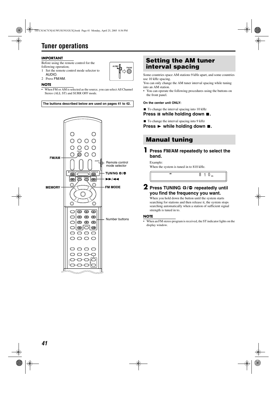 Tuner operations | JVC GVT0150-008A User Manual | Page 44 / 97