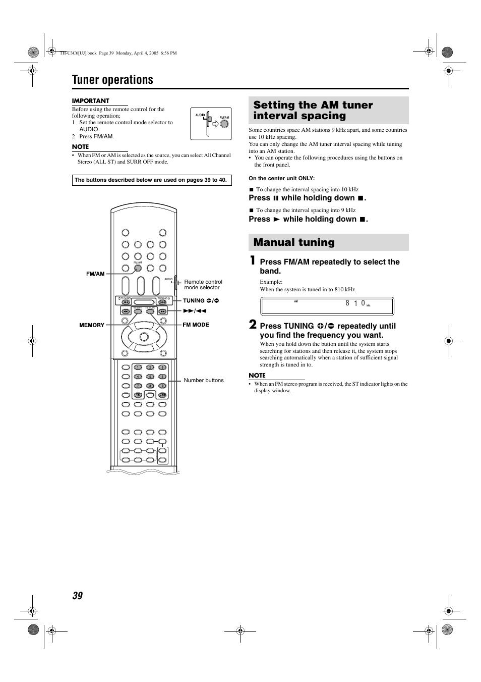 Tuner operations | JVC GVT0150-008A User Manual | Page 91 / 97