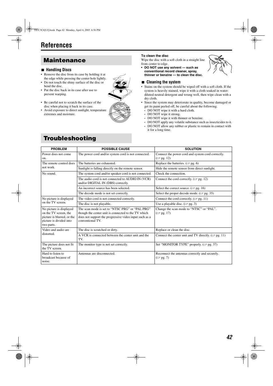 References, Maintenance troubleshooting | JVC GVT0150-008A User Manual | Page 94 / 97