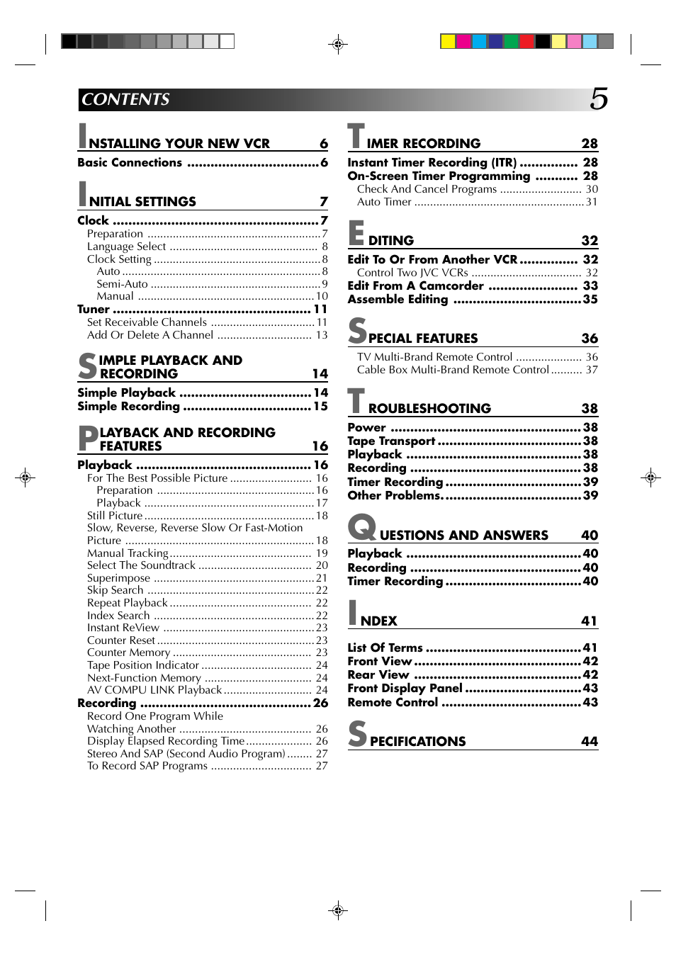 JVC HR-J630U User Manual | Page 5 / 46