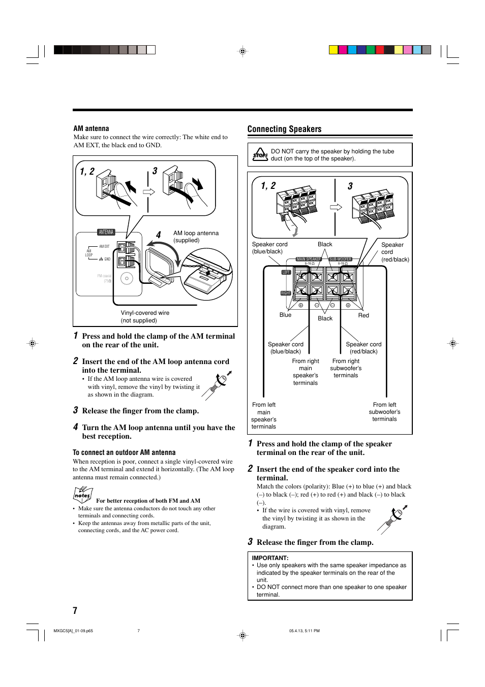 Connecting speakers | JVC 0405MWMMDWBET User Manual | Page 10 / 28