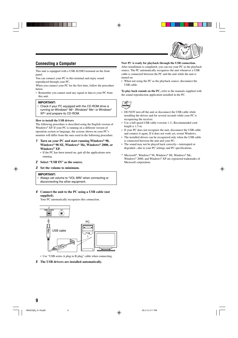 Connecting a computer | JVC 0405MWMMDWBET User Manual | Page 12 / 28