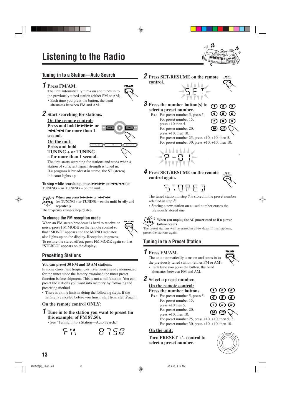 Listening to the radio | JVC 0405MWMMDWBET User Manual | Page 16 / 28