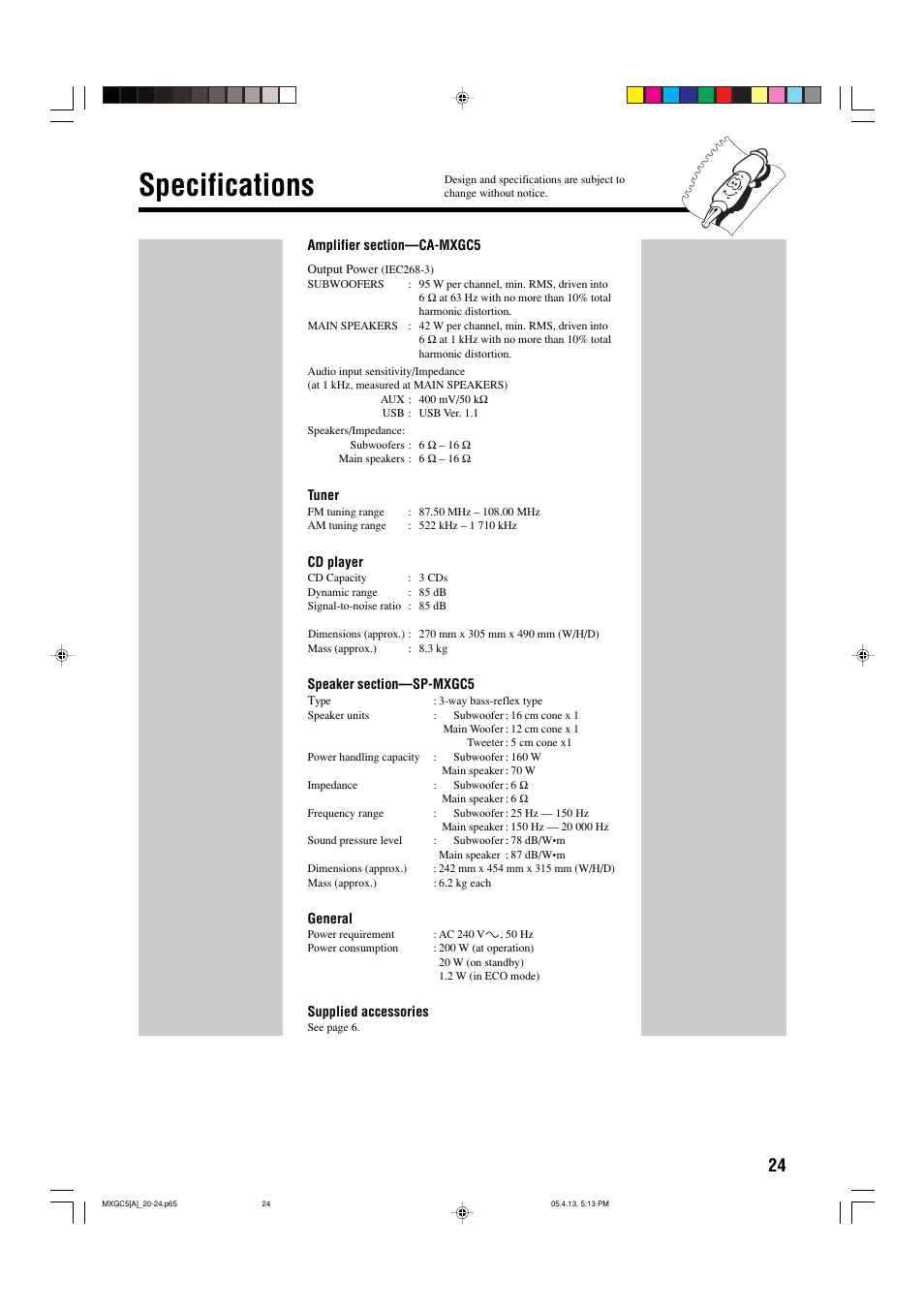 Specifications | JVC 0405MWMMDWBET User Manual | Page 27 / 28