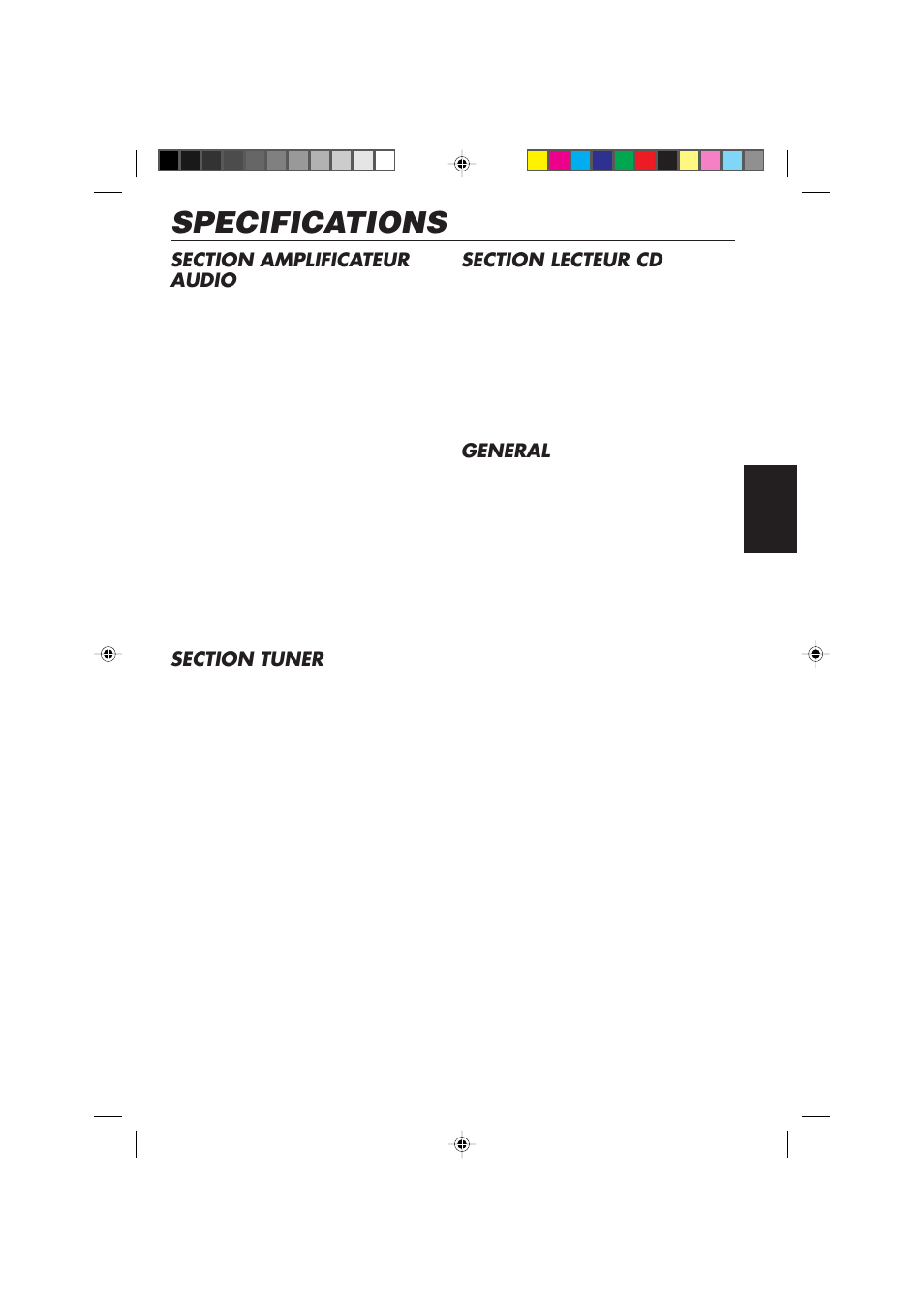 Specifications, General | JVC KD-S673R User Manual | Page 103 / 138