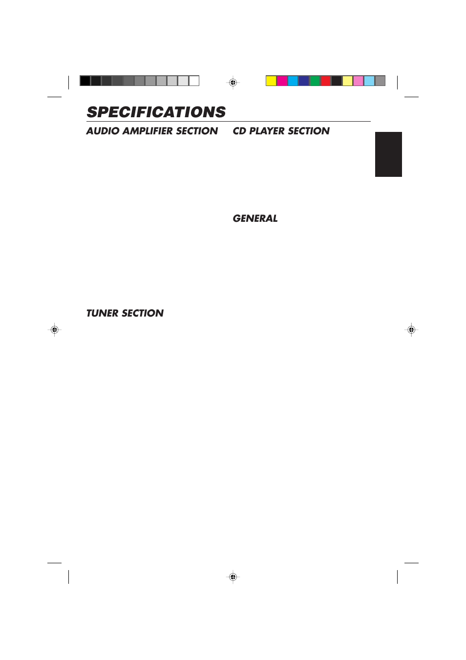 Specifications, General | JVC KD-S673R User Manual | Page 35 / 138